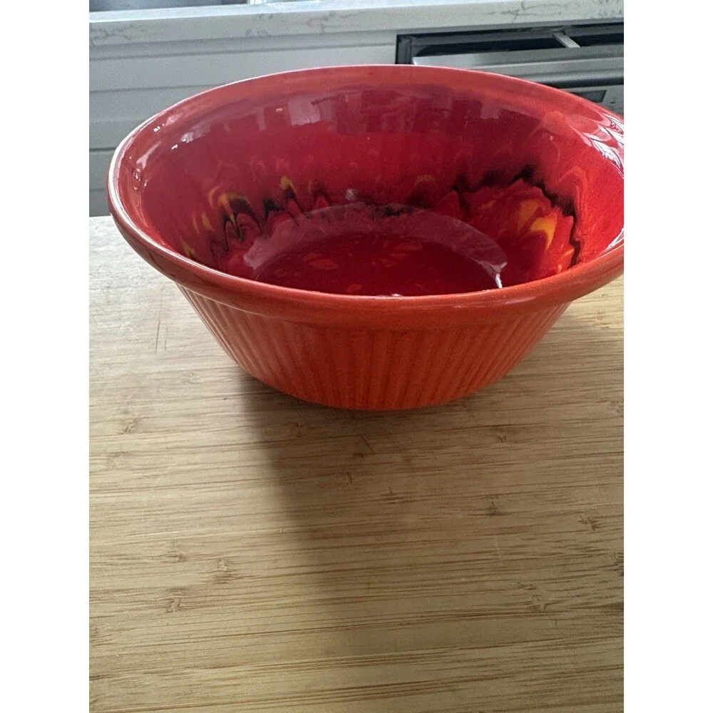 Vintage Covered Lava Serving Chafing Casserole Dish Bowl Calif USA Pottery #652